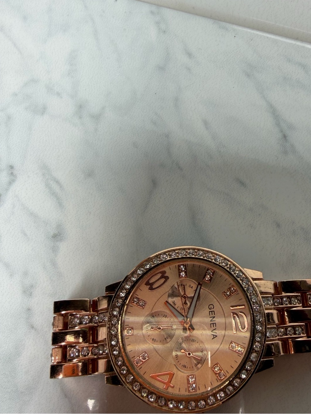 Geneva Rose Gold Crystal Bracelet Watch